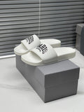 Balenciaga Contrast Lettered Slide Sandals — hero