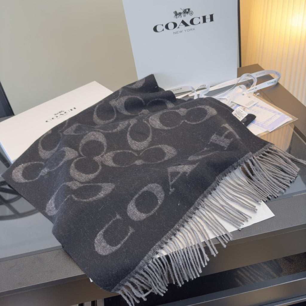 Coach C Motif Fringed Scarf — front