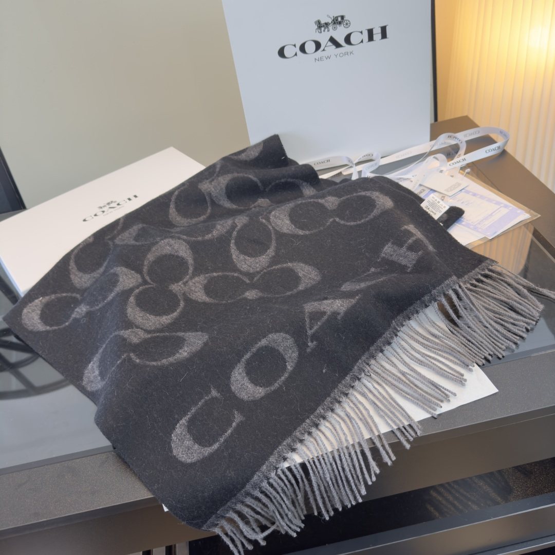 Coach C Motif Fringed Scarf — front