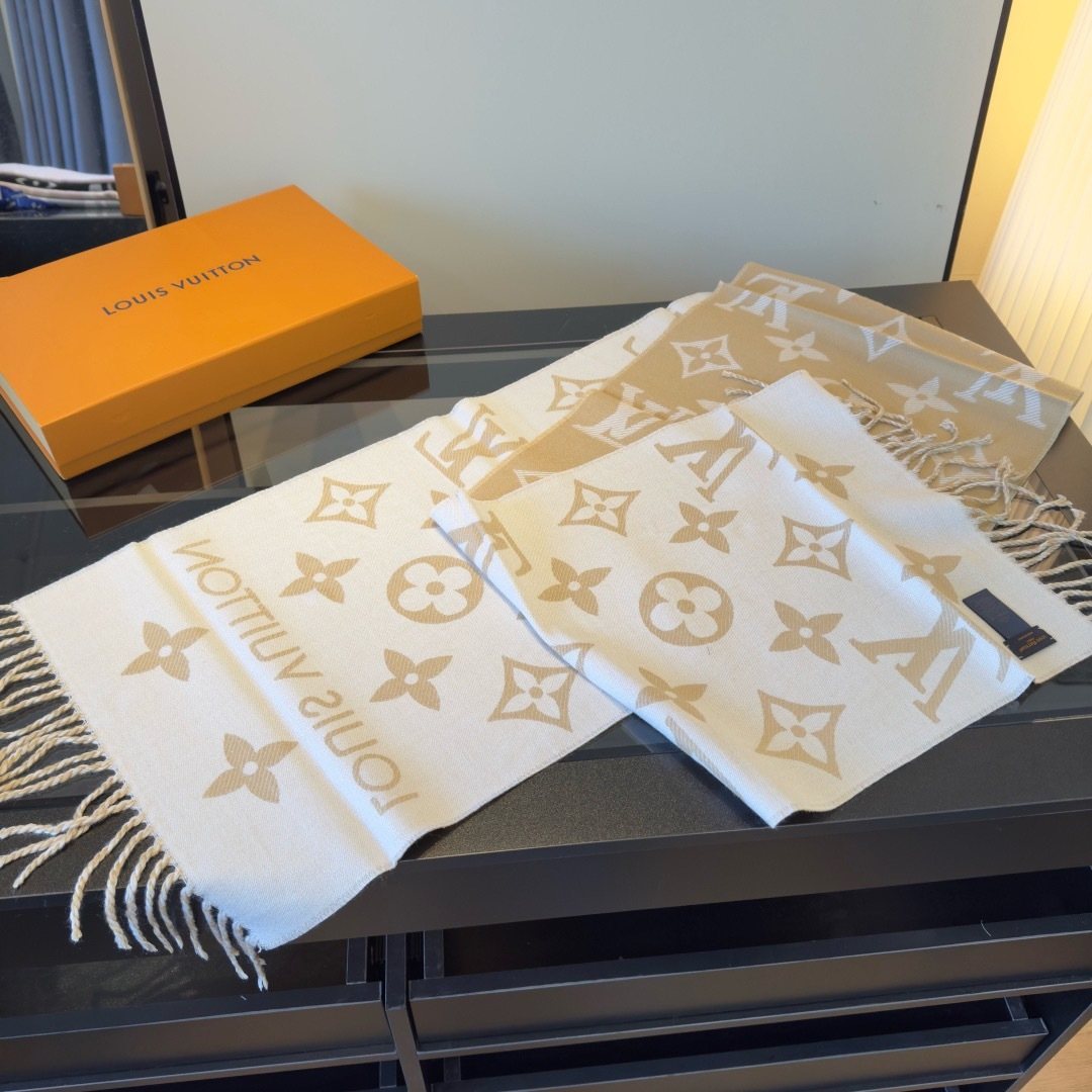 Louis Vuitton Monogram Fringed Scarf — front