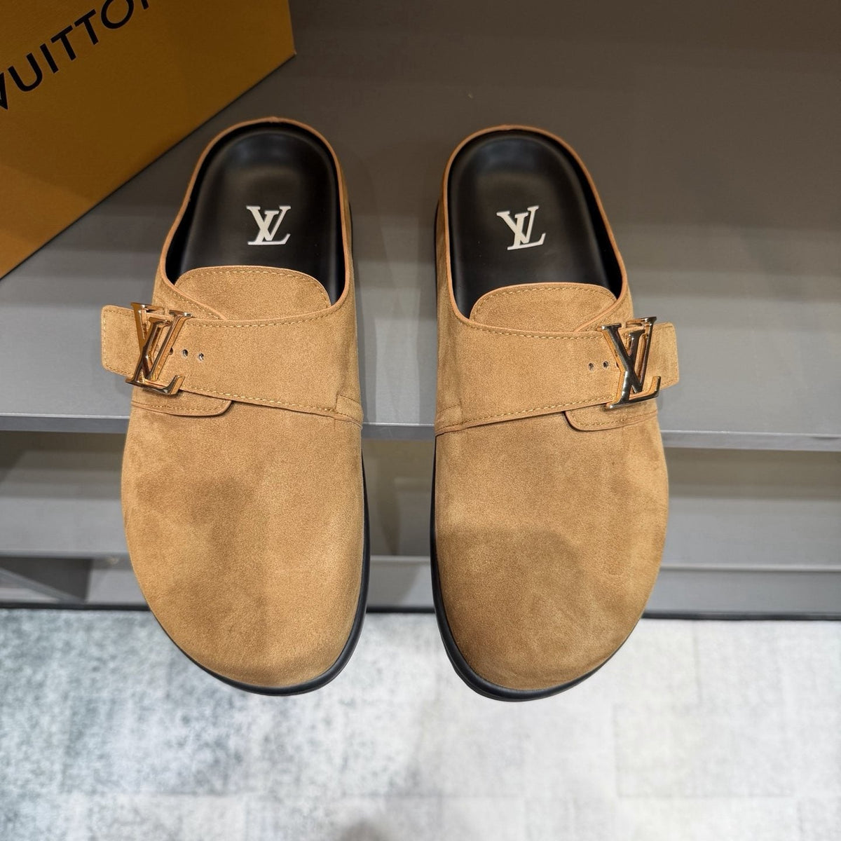Louis Vuitton Easy Suede Slip-On Sandals — hero