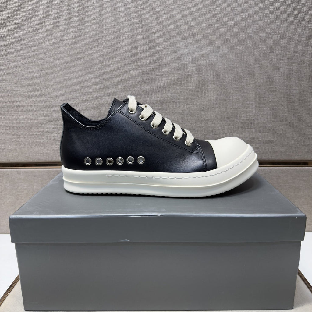 Black and Off-White Low-Top Sneakers — side