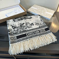 Dior Fringed Toile Square Scarf — front
