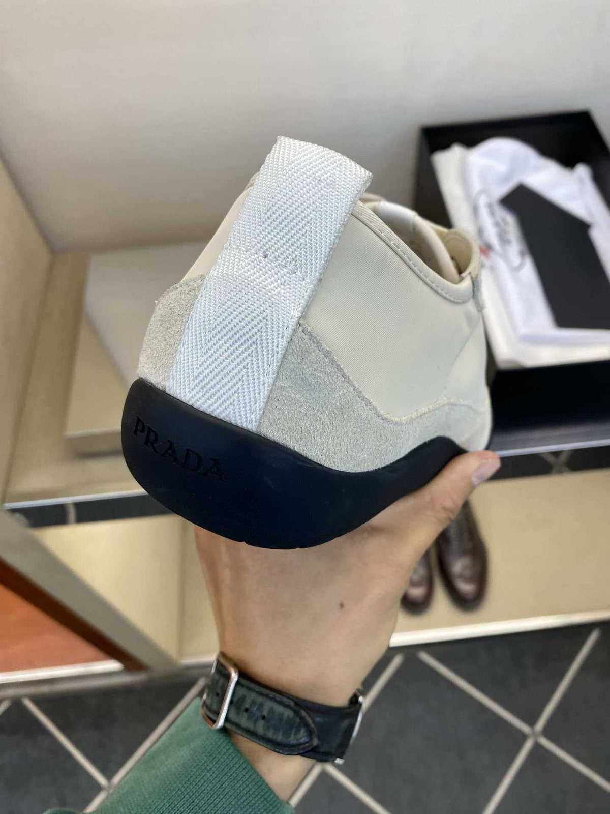 Prada Low-Top Leather Sneakers — back