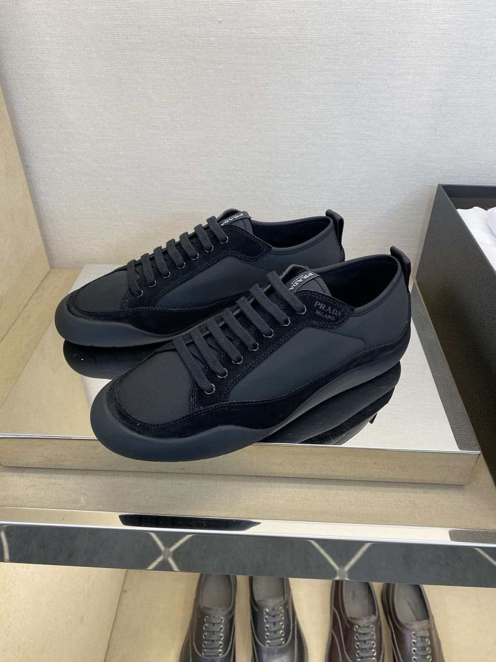 Prada Low-Top Leather Sneakers — front