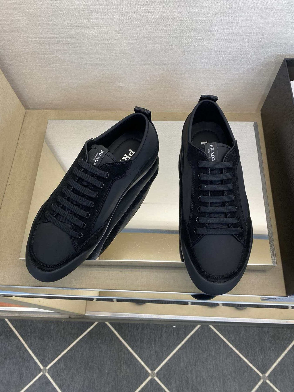 Prada Low-Top Leather Sneakers — side
