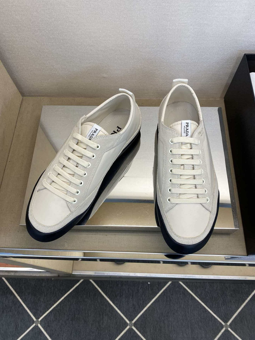 Prada Low-Top Leather Sneakers — front