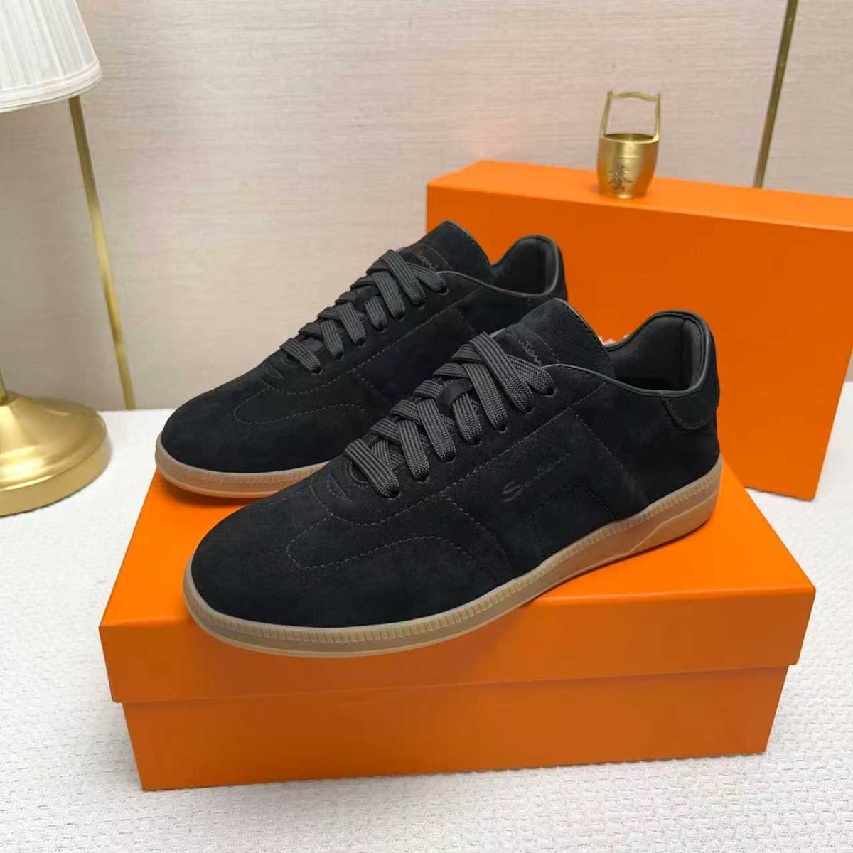 Santoni Black Low-Top Sneakers — side