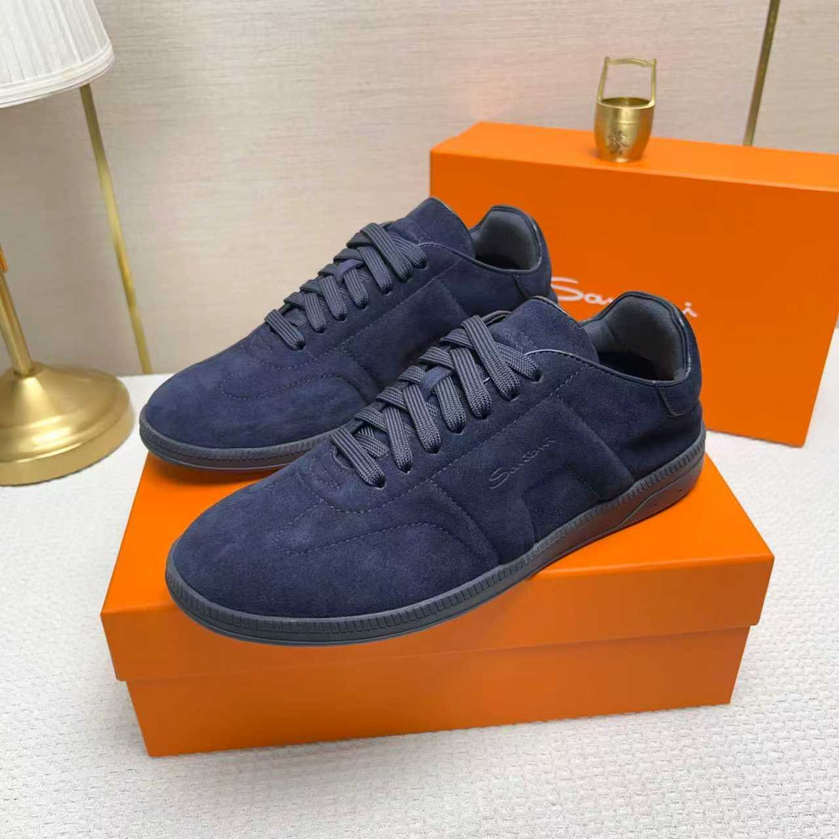 Santoni Black Low-Top Sneakers — side