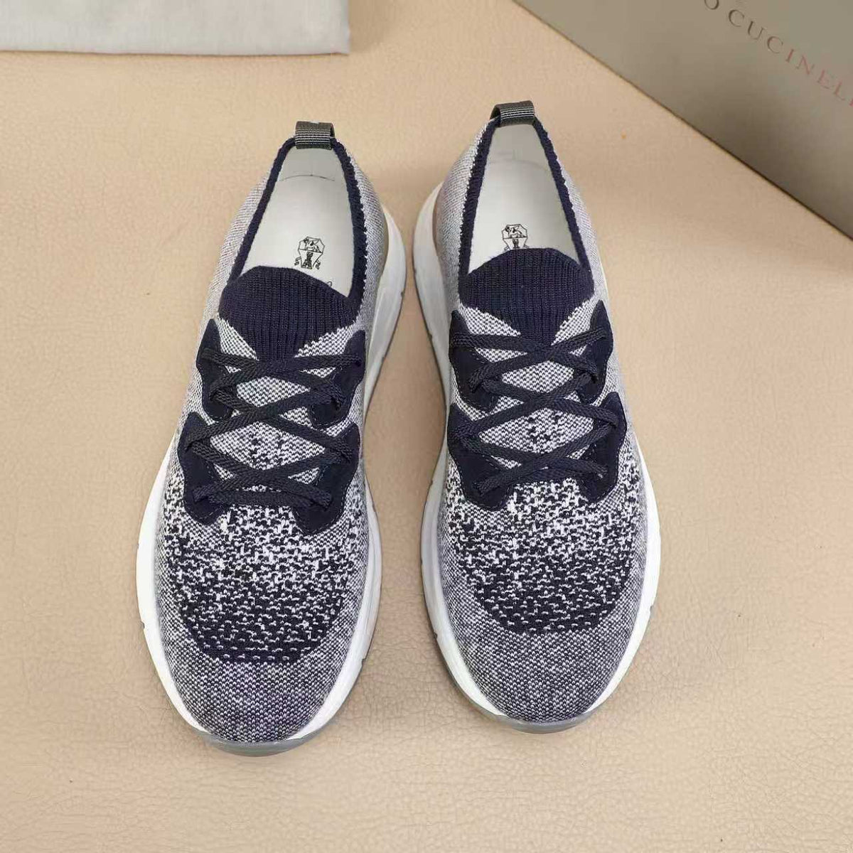 Brunello Cucinelli Knit Lace-Up Sneakers — front