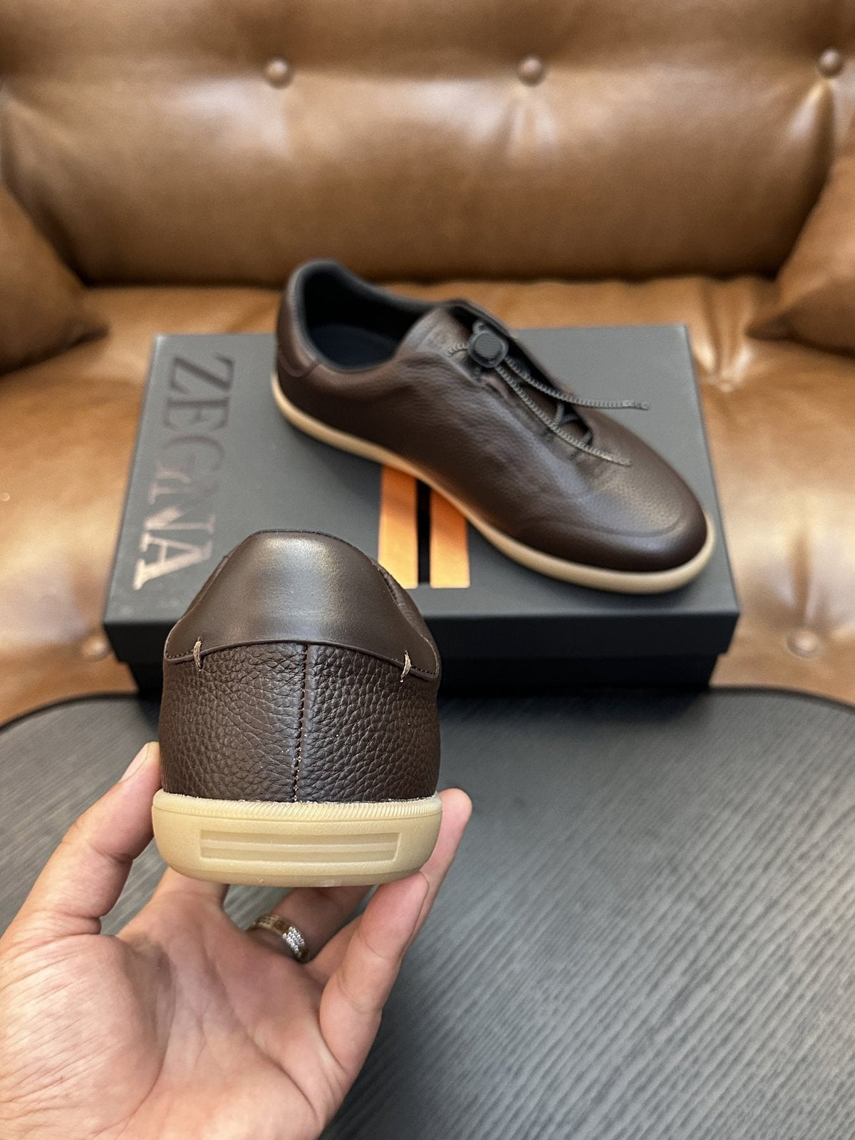 Zegna Zip-Front Slip-On Sneakers — detail