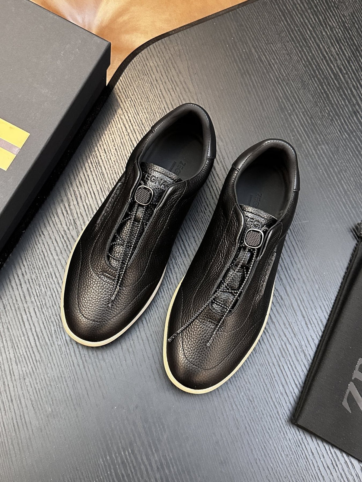 Zegna Zip-Front Slip-On Sneakers — front