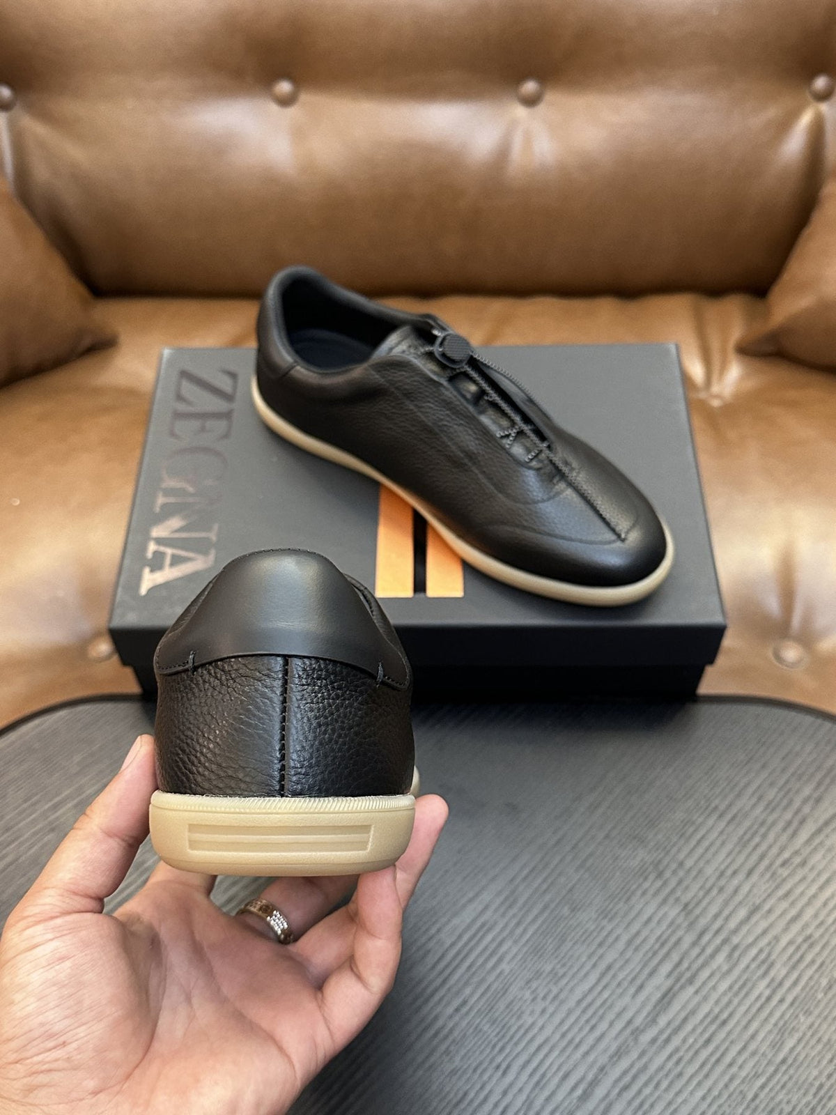 Zegna Zip-Front Slip-On Sneakers — back