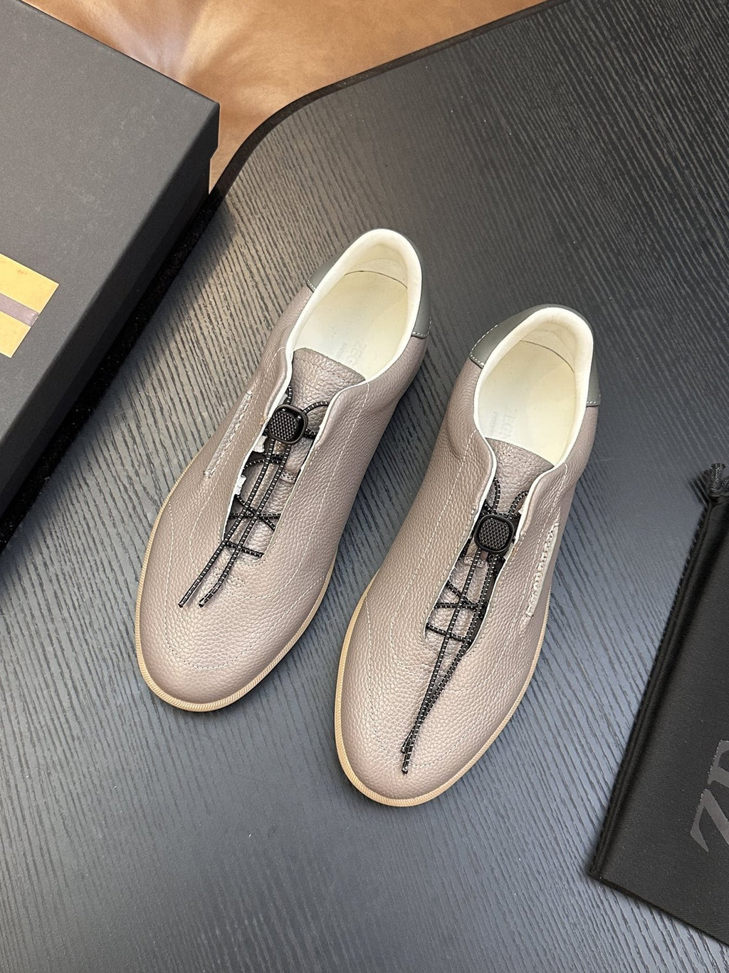 Zegna Zip-Front Slip-On Sneakers — side