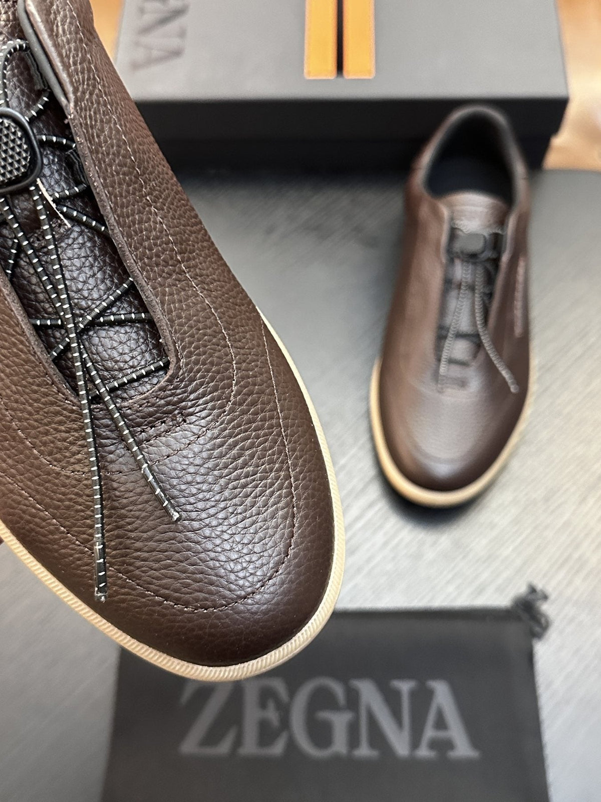 Zegna Zip-Front Slip-On Sneakers — detail