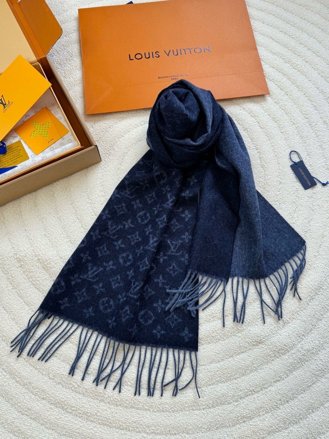 Louis Vuitton Monogram Fringe Scarf — front