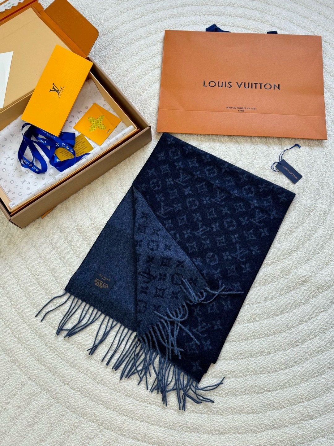 Louis Vuitton Monogram Fringe Scarf — side