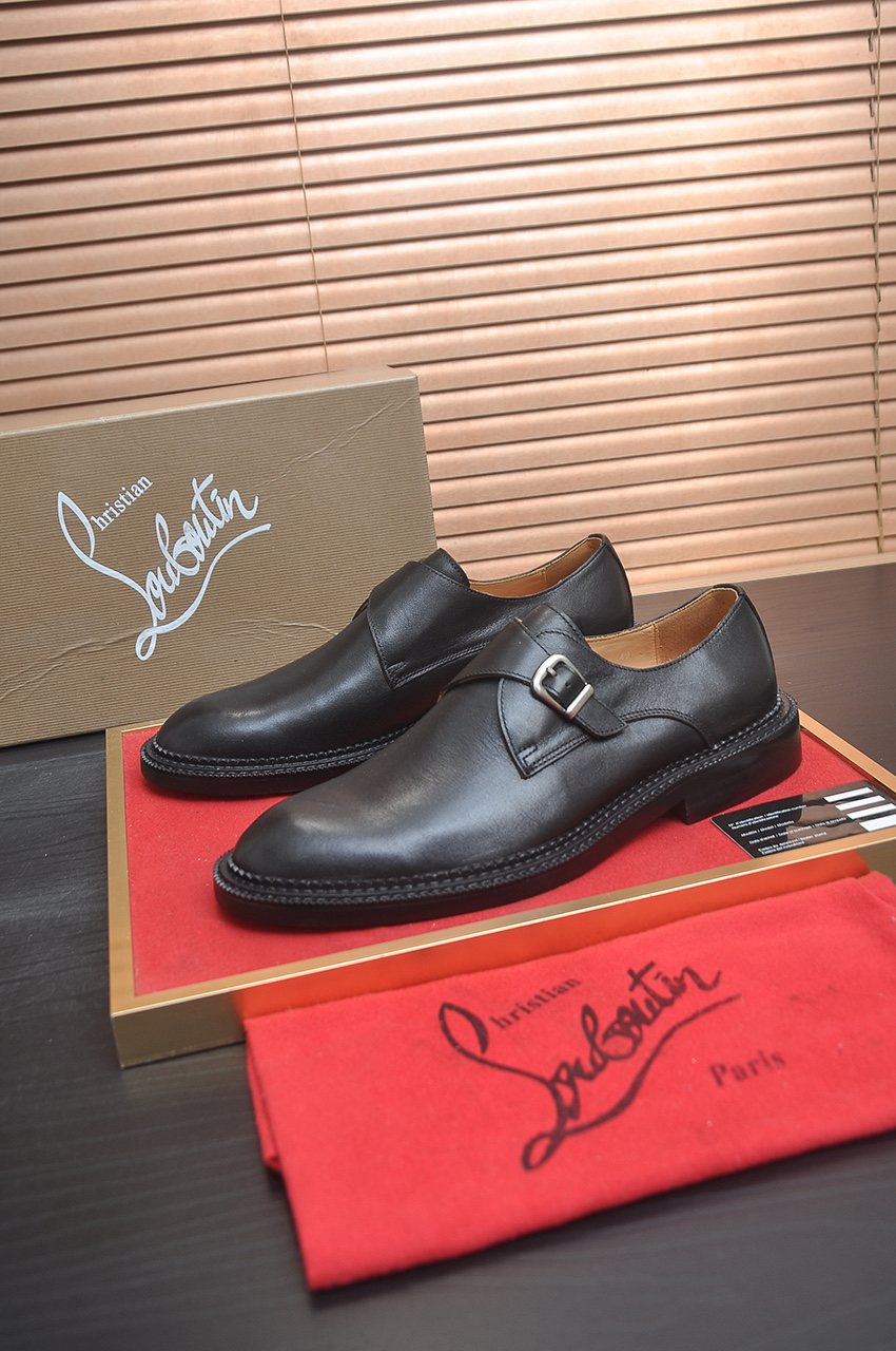 Christian Louboutin Black Monk Strap Dress Shoes — side