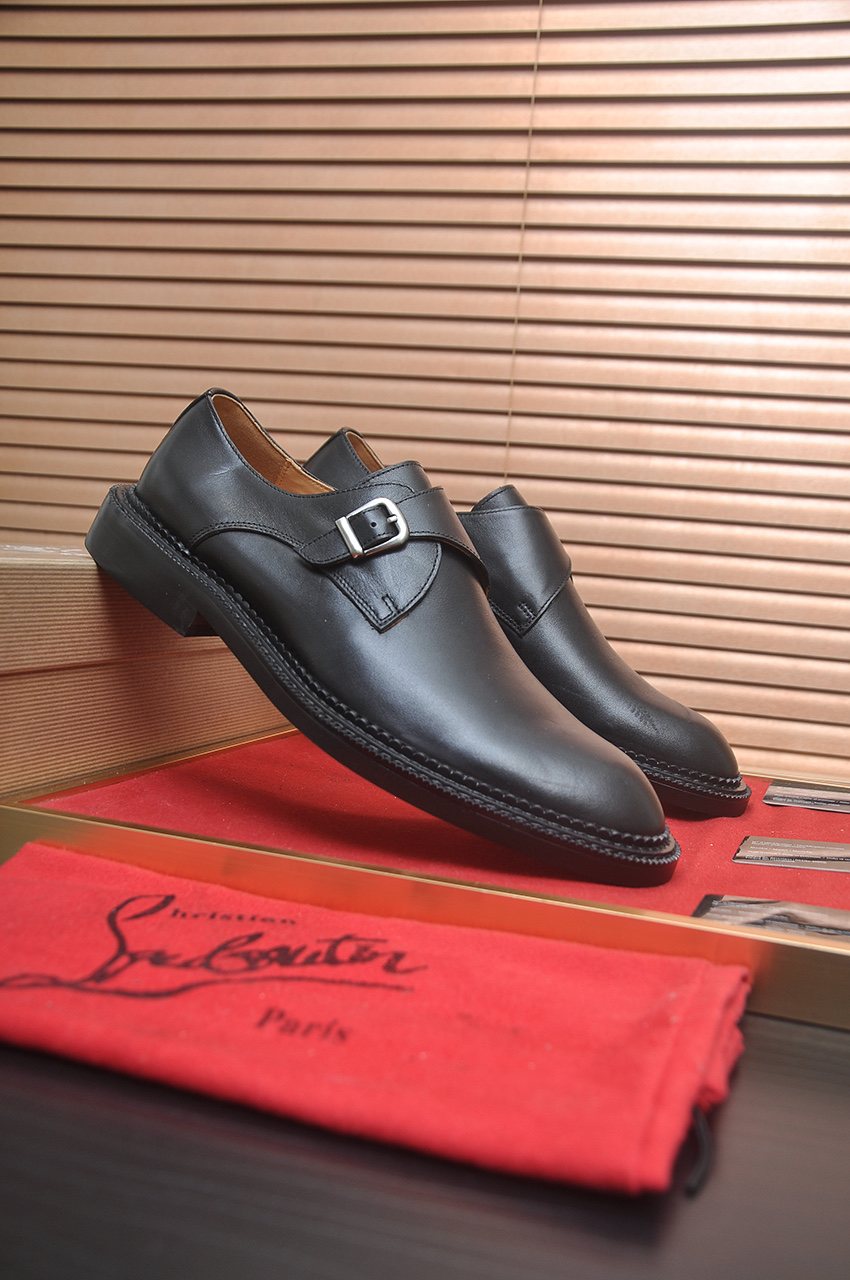 Christian Louboutin Black Monk Strap Dress Shoes — front