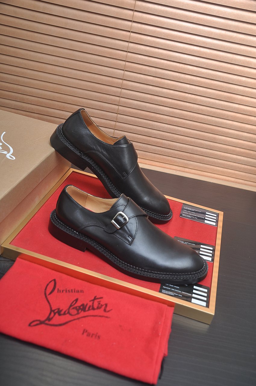 Christian Louboutin Black Monk Strap Dress Shoes — side
