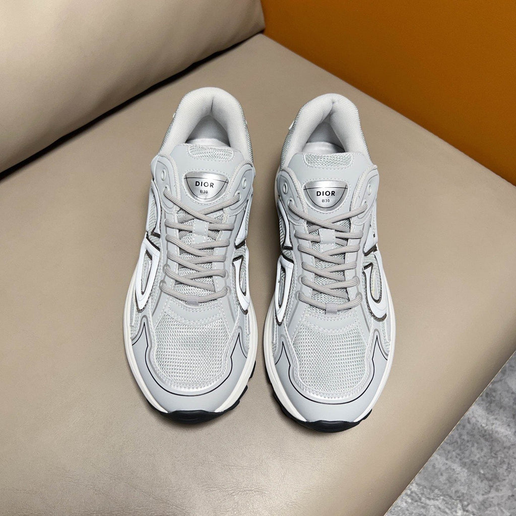 Dior White and Light Gray Sneakers — front