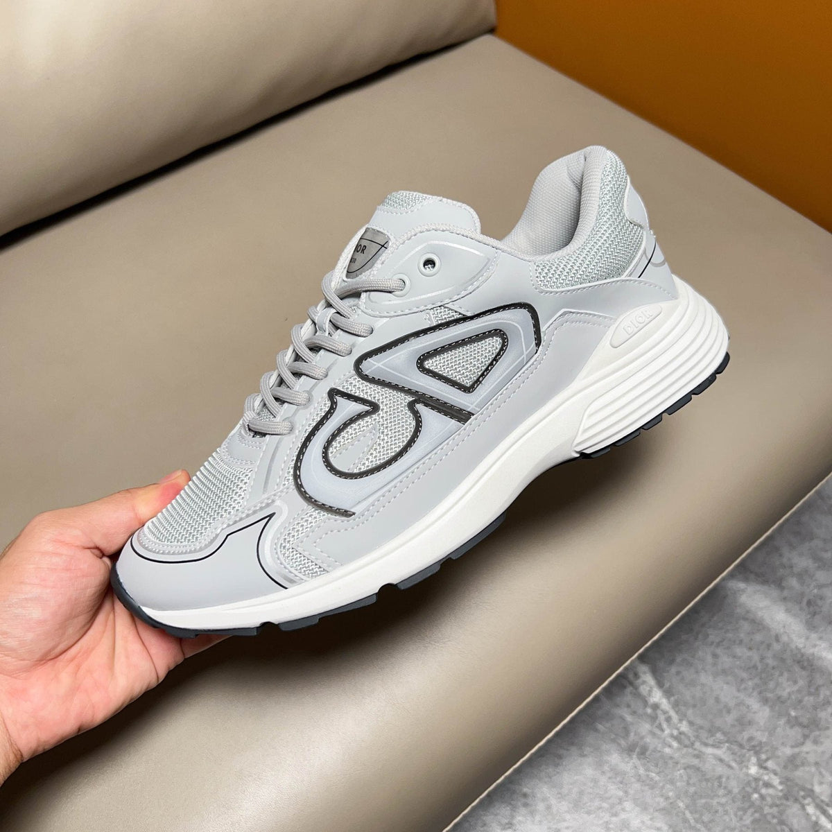 Dior White and Light Gray Sneakers — side