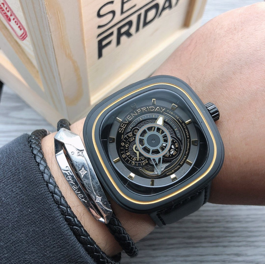SEVENFRIDAY Black Gold-Tone Layered Dial Watch — model