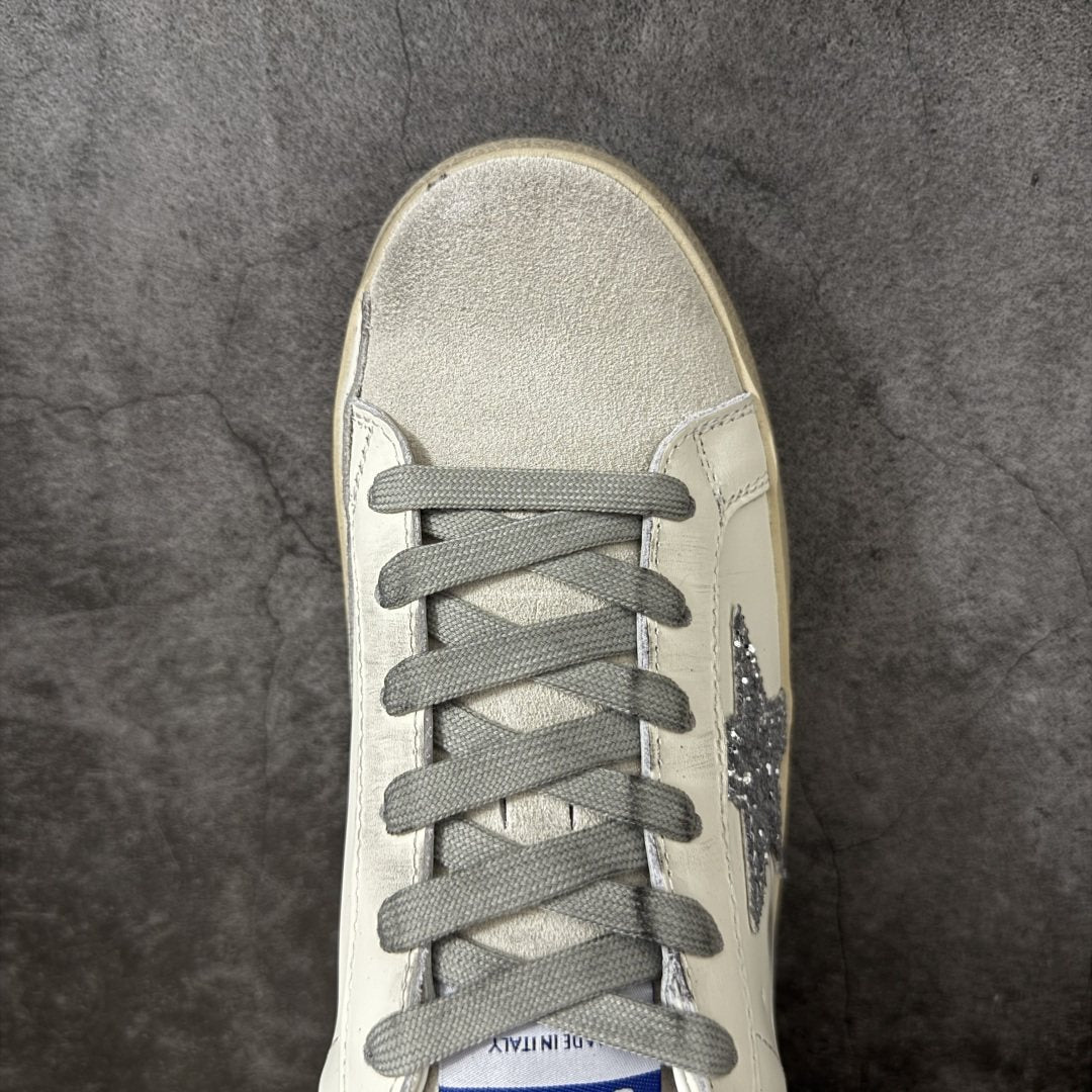 Golden Goose Silver Glitter Star Open-Back Sneakers — front