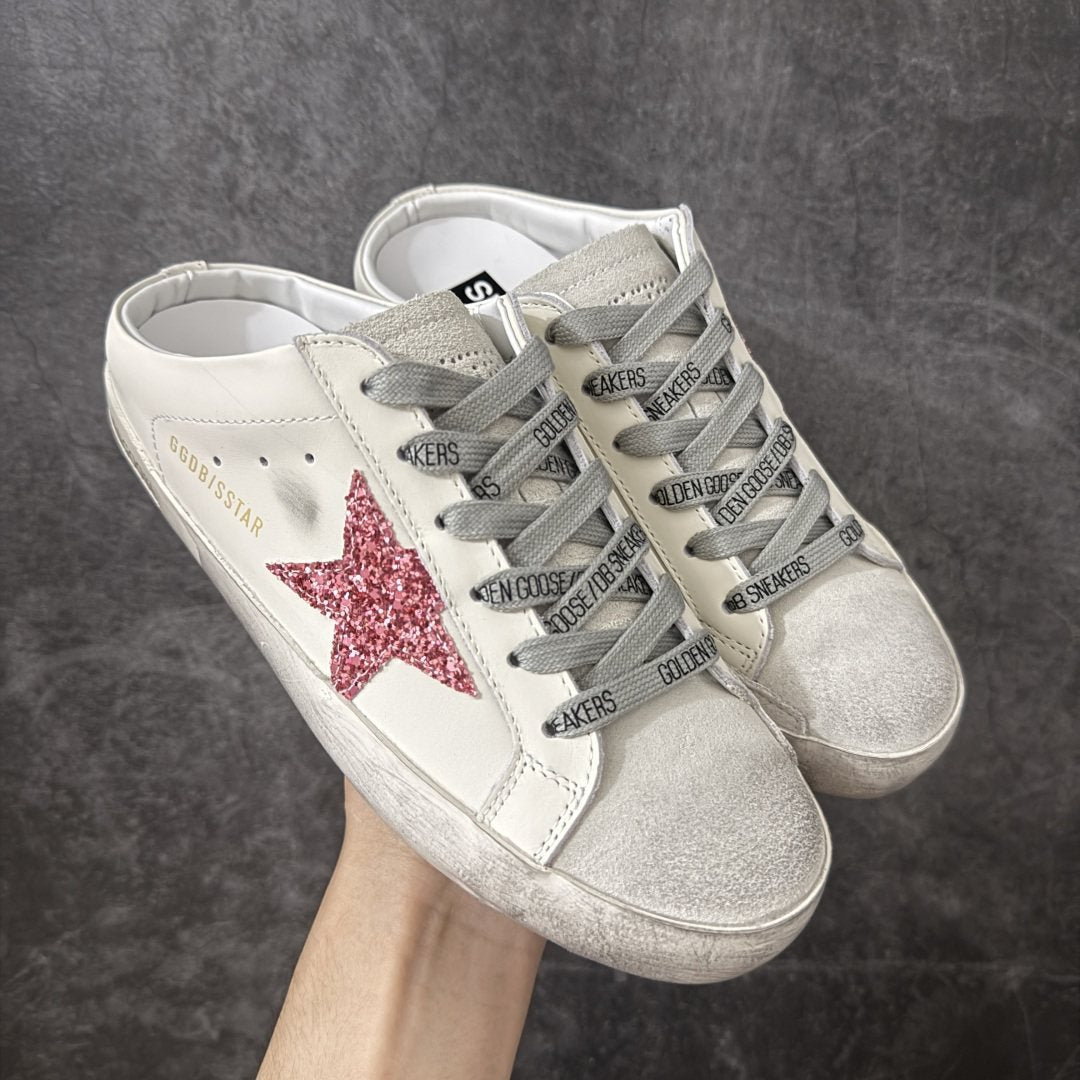 Golden Goose Pink Glitter Star Low-Top Sneakers — hero