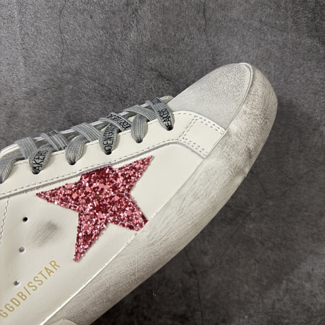 Golden Goose Pink Glitter Star Low-Top Sneakers — detail