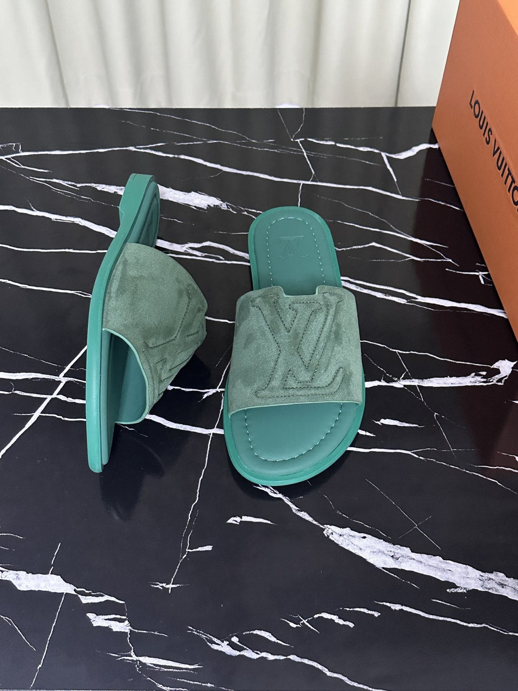 Louis Vuitton Embossed Strap Slide Sandals — side