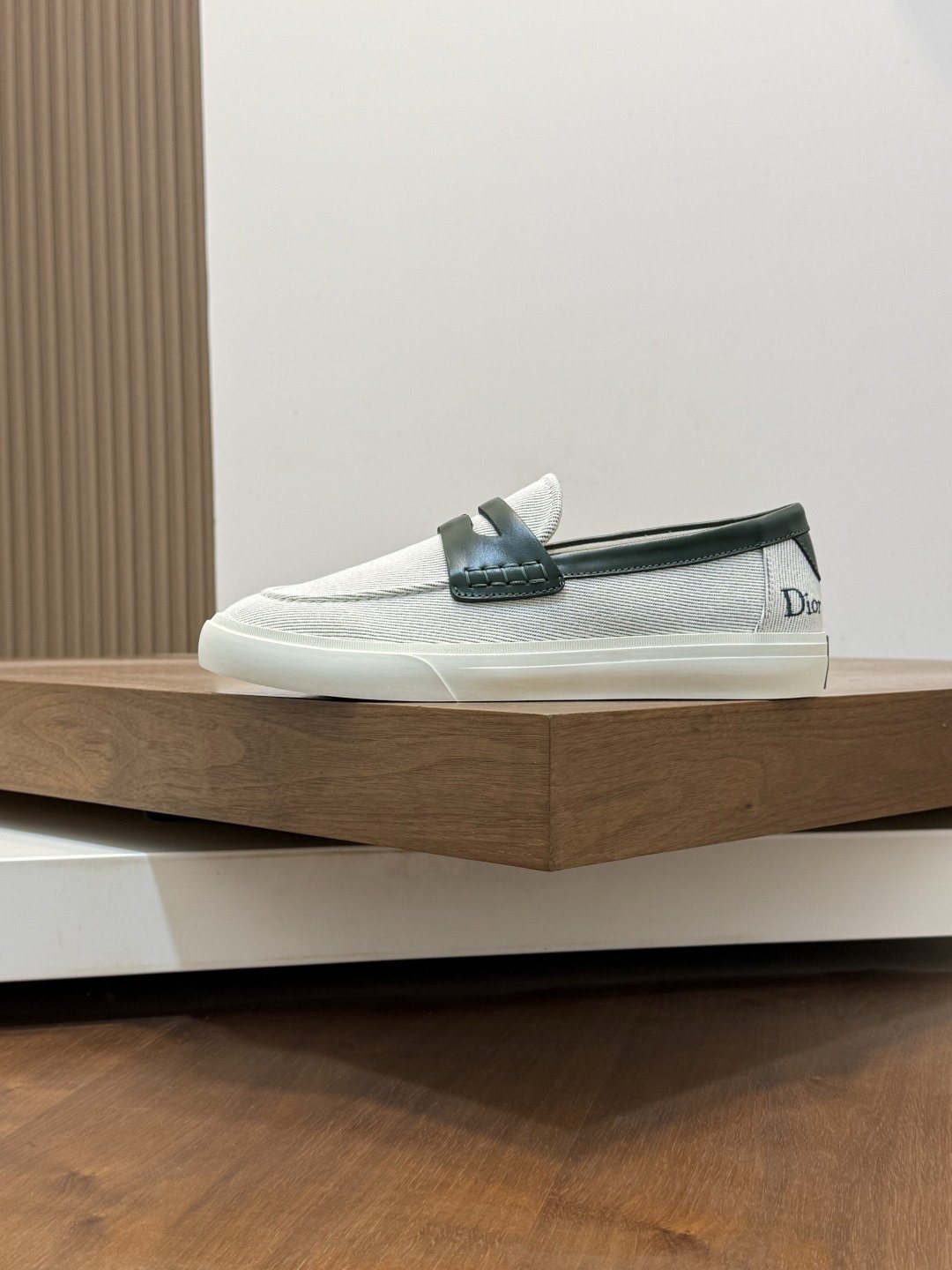 Dior Men's Vamp-Strap Slip-On Shoes — side