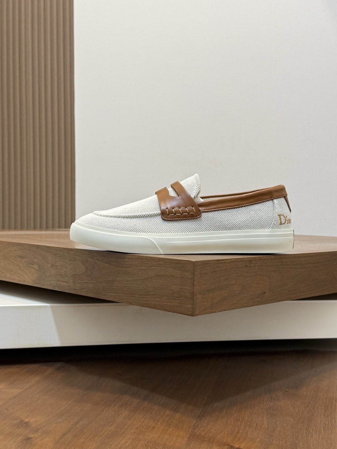 Dior Men's Vamp-Strap Slip-On Shoes — side