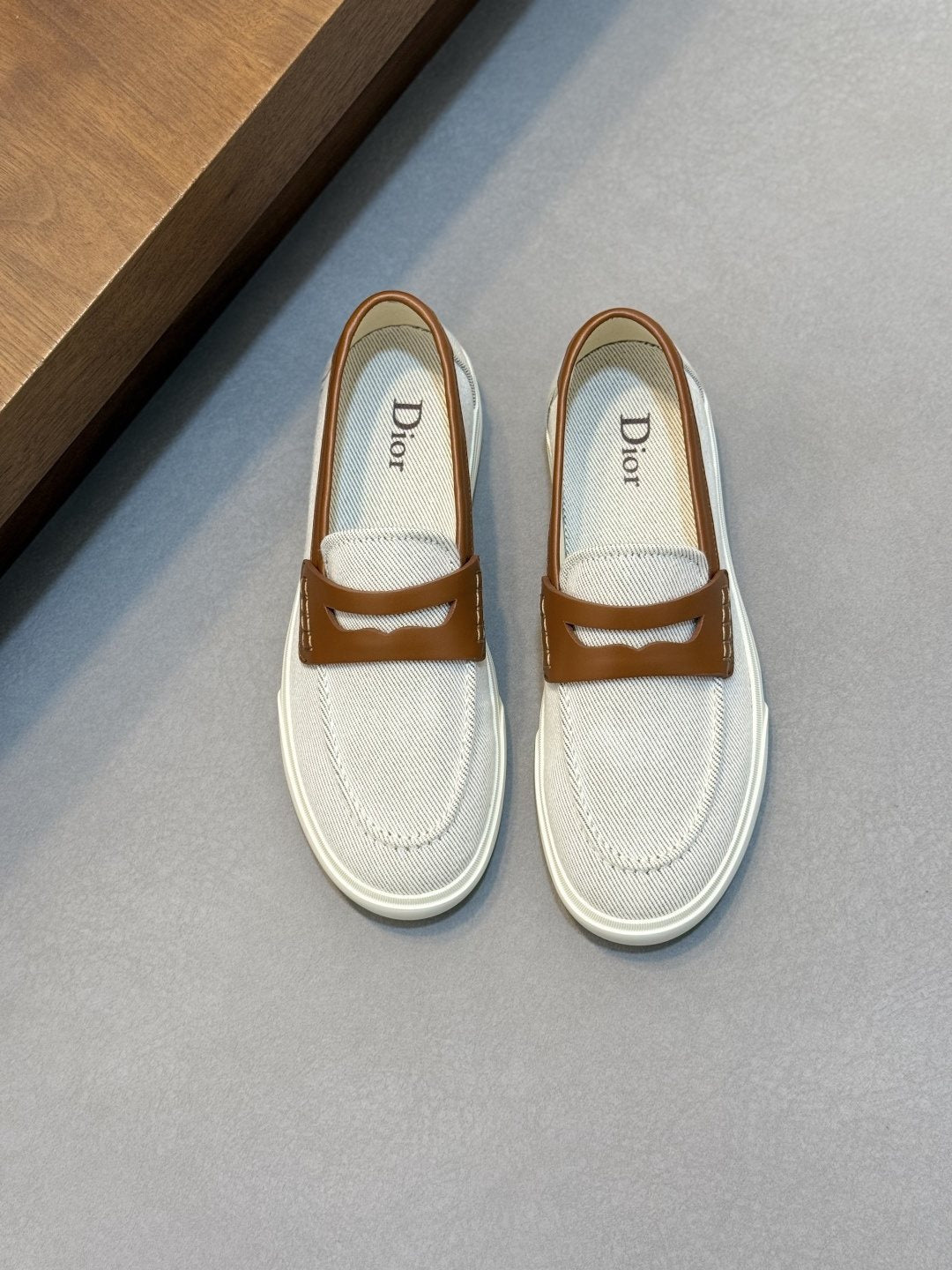 Dior Men's Vamp-Strap Slip-On Shoes — front