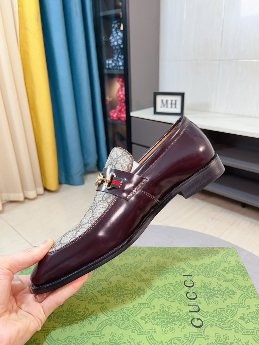 Gucci Monogram Metal Bit Loafers — side