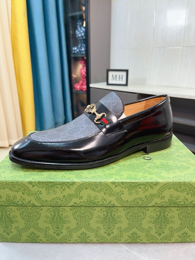 Gucci Monogram Metal Bit Loafers — side