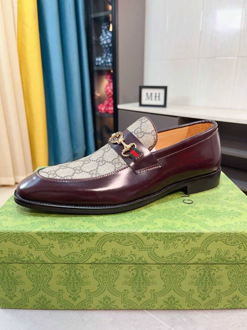 Gucci Monogram Metal Bit Loafers — side