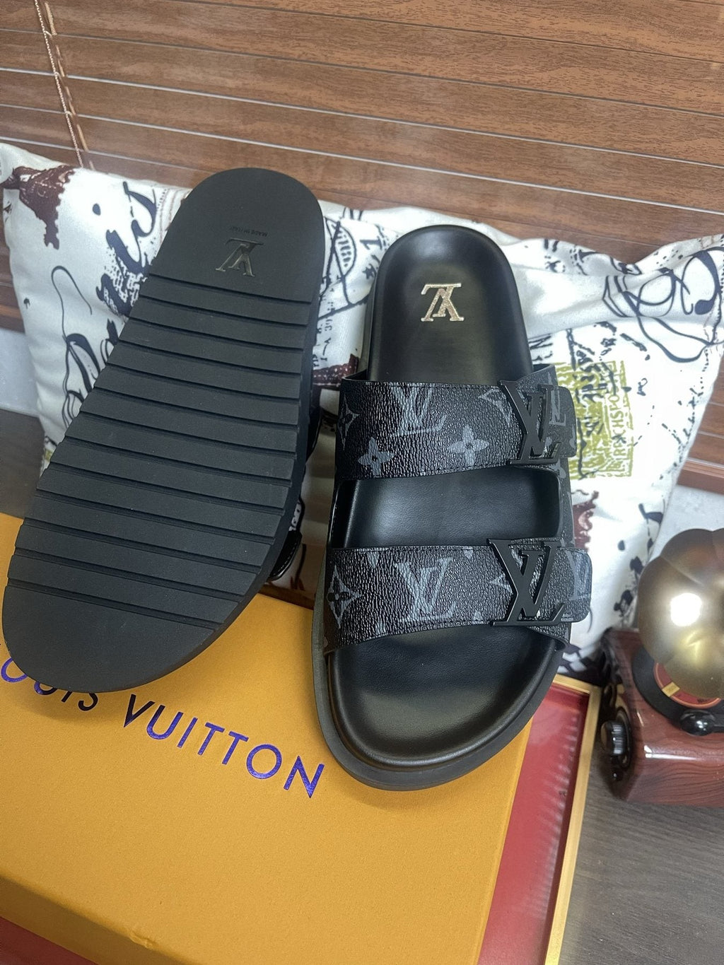 Louis Vuitton Monogram Double-Strap Slide Sandals — back