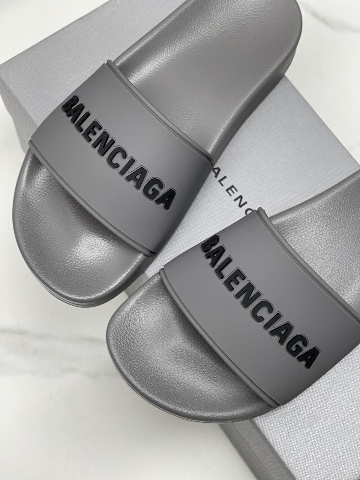 Balenciaga Logo Slide Sandals — front