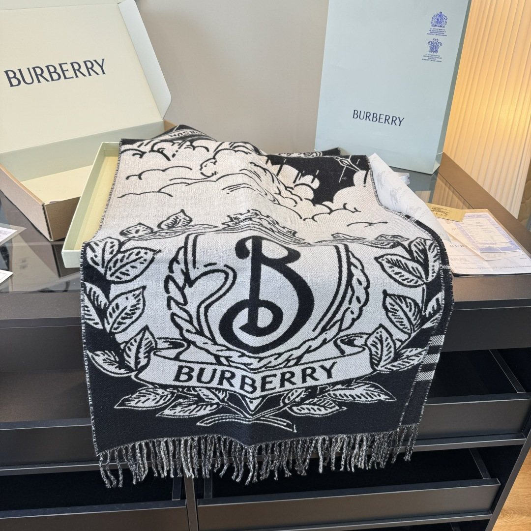Burberry Equestrian Motif Fringed Scarf — front