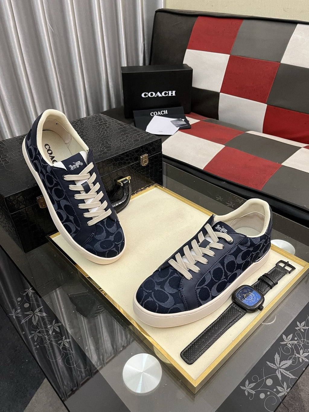 Coach Black and Charcoal Low-Top Sneakers — front