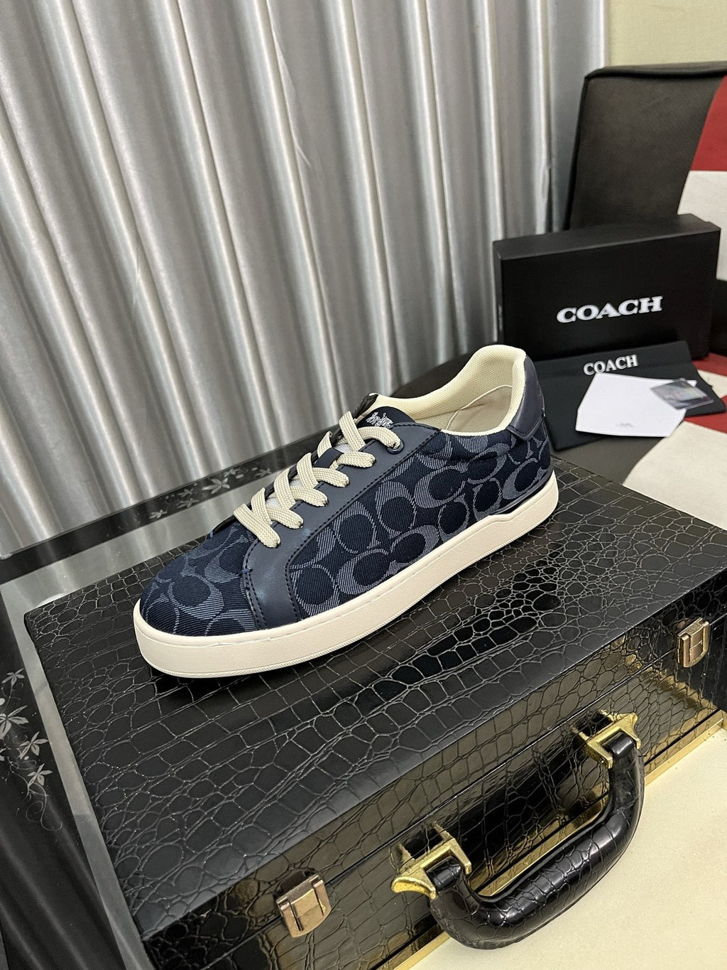Coach Black and Charcoal Low-Top Sneakers — side