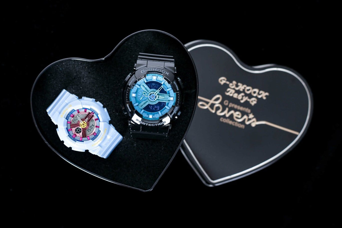 Casio White Black Blue Dial Couple Watch Set — hero