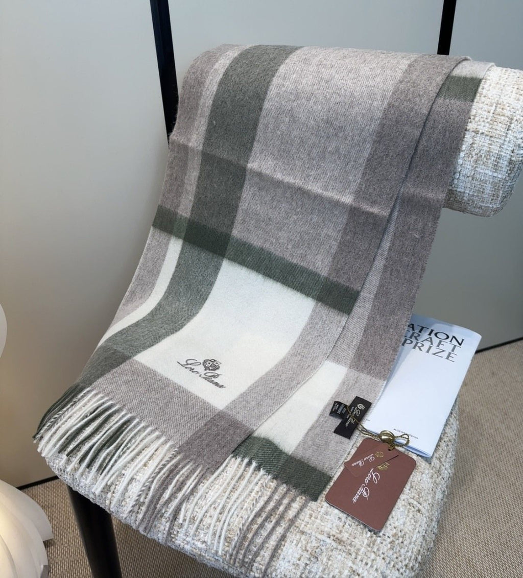 Loro Piana Fringed Plaid Scarf — front