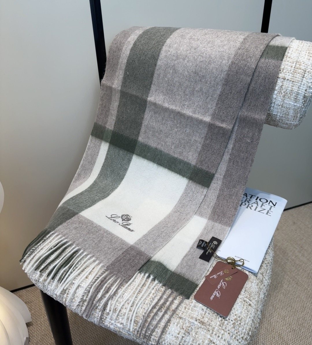 Loro Piana Fringed Plaid Scarf — front