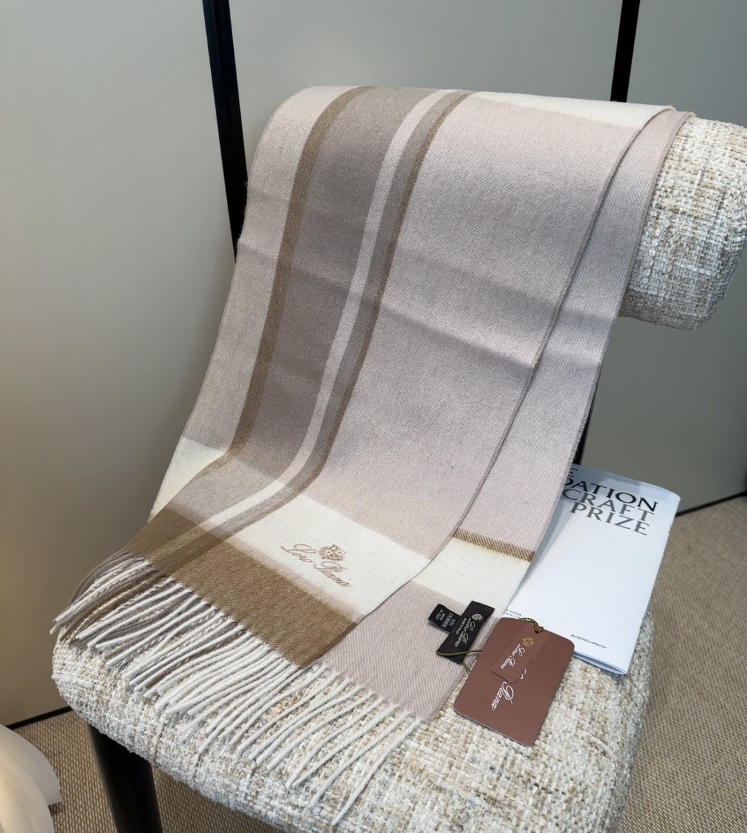 Loro Piana Fringed Plaid Scarf — side