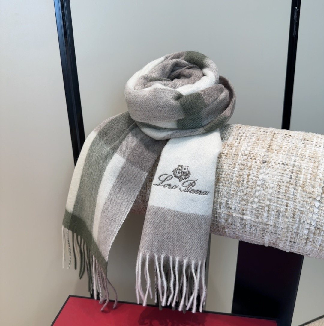 Loro Piana Fringed Plaid Scarf — side