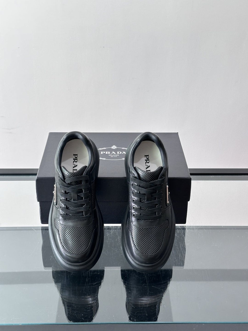 Prada Triangle Detail Low-Top Sneakers — front