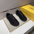 Fendi Brown-Gold Accent Slip-On Sneakers — front