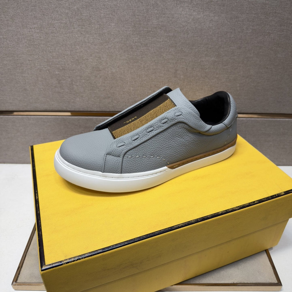 Fendi Brown-Gold Accent Slip-On Sneakers — side